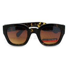 Retro Fashion Sunglasses Women's Round Square Thick Frame Tortoise, Brown