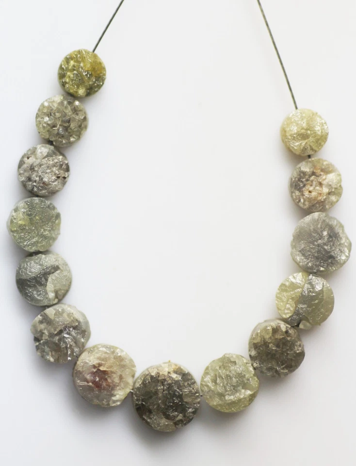 14 Pcs. 6.5 to 4.5 MM natural loose round (button) Shape rough diamond beads - Image 4 of 4