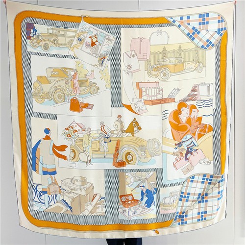 Sallys Car Print Twill Silk Wrap Scarf Bandana Large Square Shawl Kerchief 53" - Picture 33 of 37