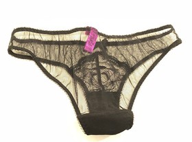 L'AGENT by AGENT PROVOCATEUR Black Bronze Saskiia Lace Mesh Panty S NWT New