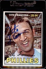 Tito Francona 1967 Topps #443 Philadelphia Phillies Autographed Card DECEASED