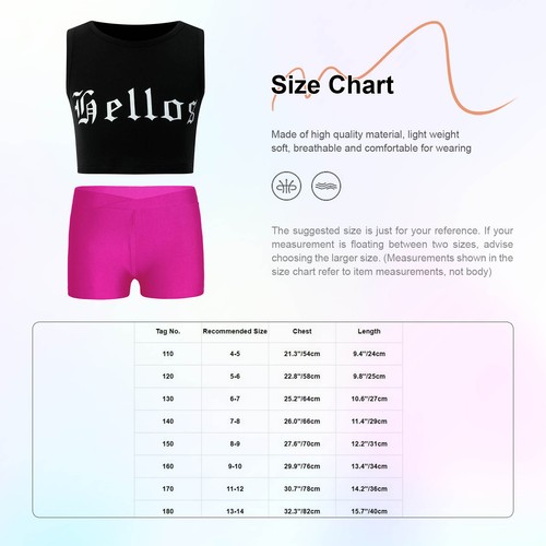 Kids Girls Sports Set Round Neckl Suit Crop Top Outfits 2pcs Sportwear Training - Picture 80 of 120