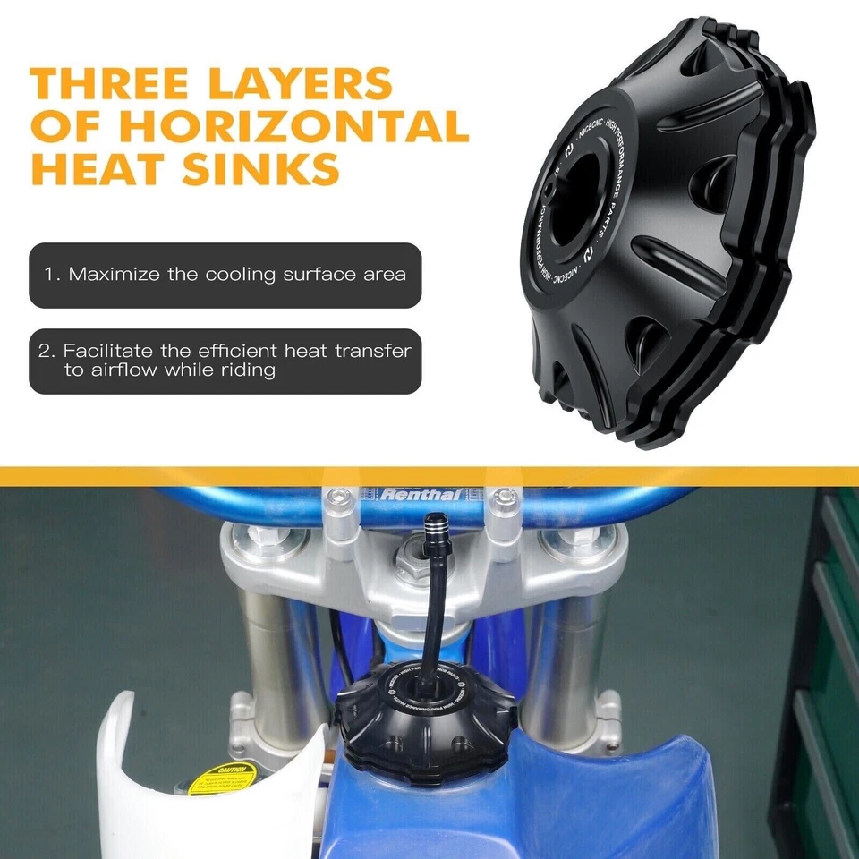 Tapa de gasolina CNC 2003-2013 Yamaha YZ450F YZ 450F tapa del tanque de gasolina negro aluminio Foto 2 de 4