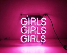 GIRLS GIRLS GIRLS Neon Sign Light Beer Bar Pub Home Room Wall Decor Gift 10"x10"