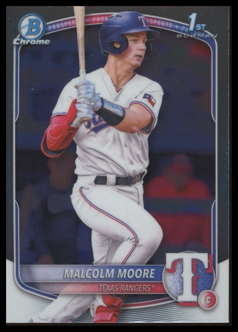 MALCOLM MOORE 2025 Bowman Chrome 1st PROSPECT Texas Rangers BCP-129
