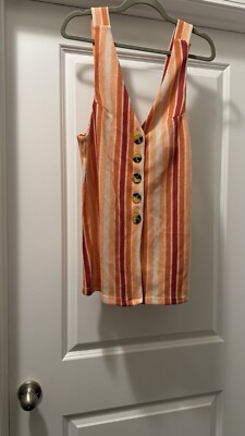 Free People Bridget Striped Top Knit Button-Down Plunge Neck Tunic | Small NWOT