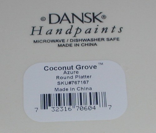 New Dansk Coconut Grove Azure Blue / Brown Round Platter Great Hostess Gift 14" - Picture 3 of 5