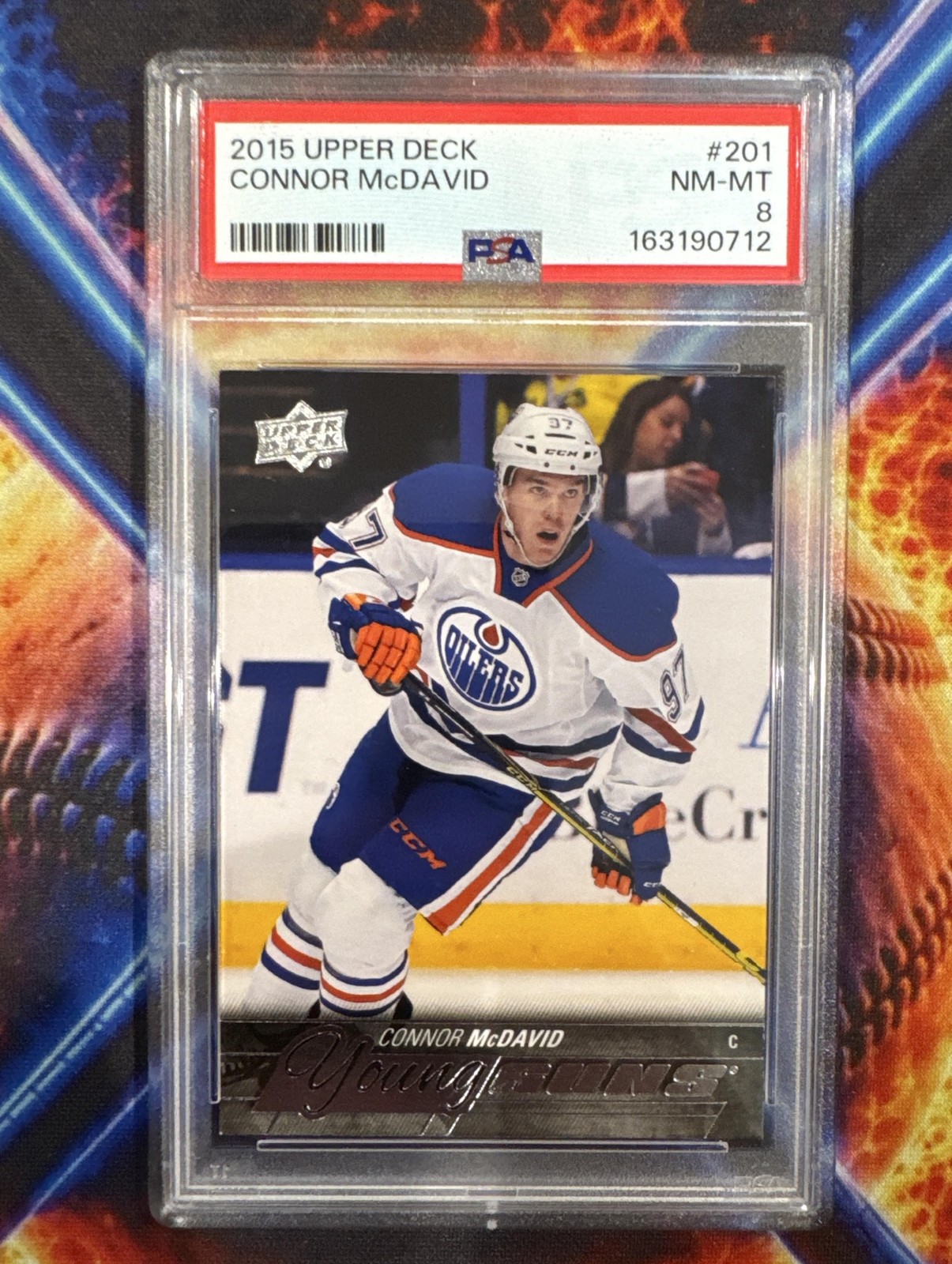 2015-16 Upper Deck Connor McDavid #201 Young Guns RC Oilers PSA 8 view 1