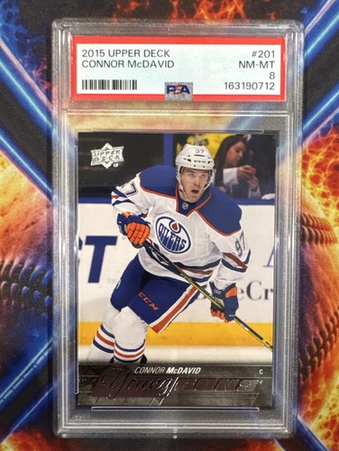 2015-16 Upper Deck Connor McDavid #201 Young Guns RC Oilers PSA 8