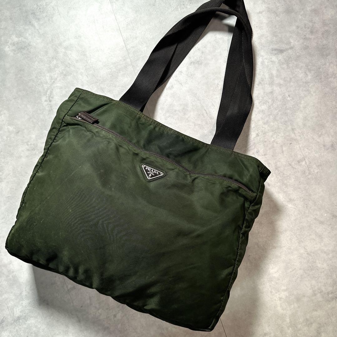 Prada Nylon Tote Bag with Triangle Logo Shoulder Carry CK725909