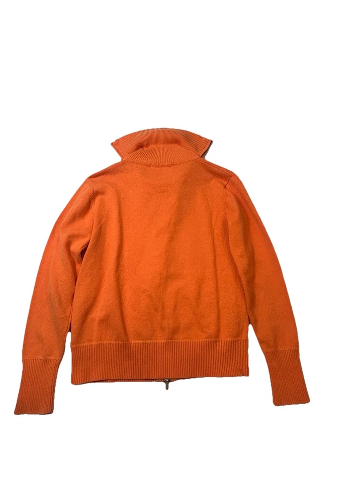 Suéter Lacoste Mujer XS Naranja Cremallera Completa Algodón Tejido Cuello Acanalado Logo Foto 2 de 4