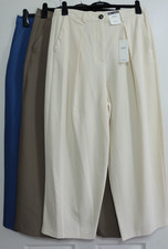 M&S High Waisted BARREL LEG Ankle Grazer PLEATED Trousers with Pockets