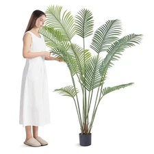6ft Long-Lasting Artificial Palm Tree Fade Resistant Color Bright Green