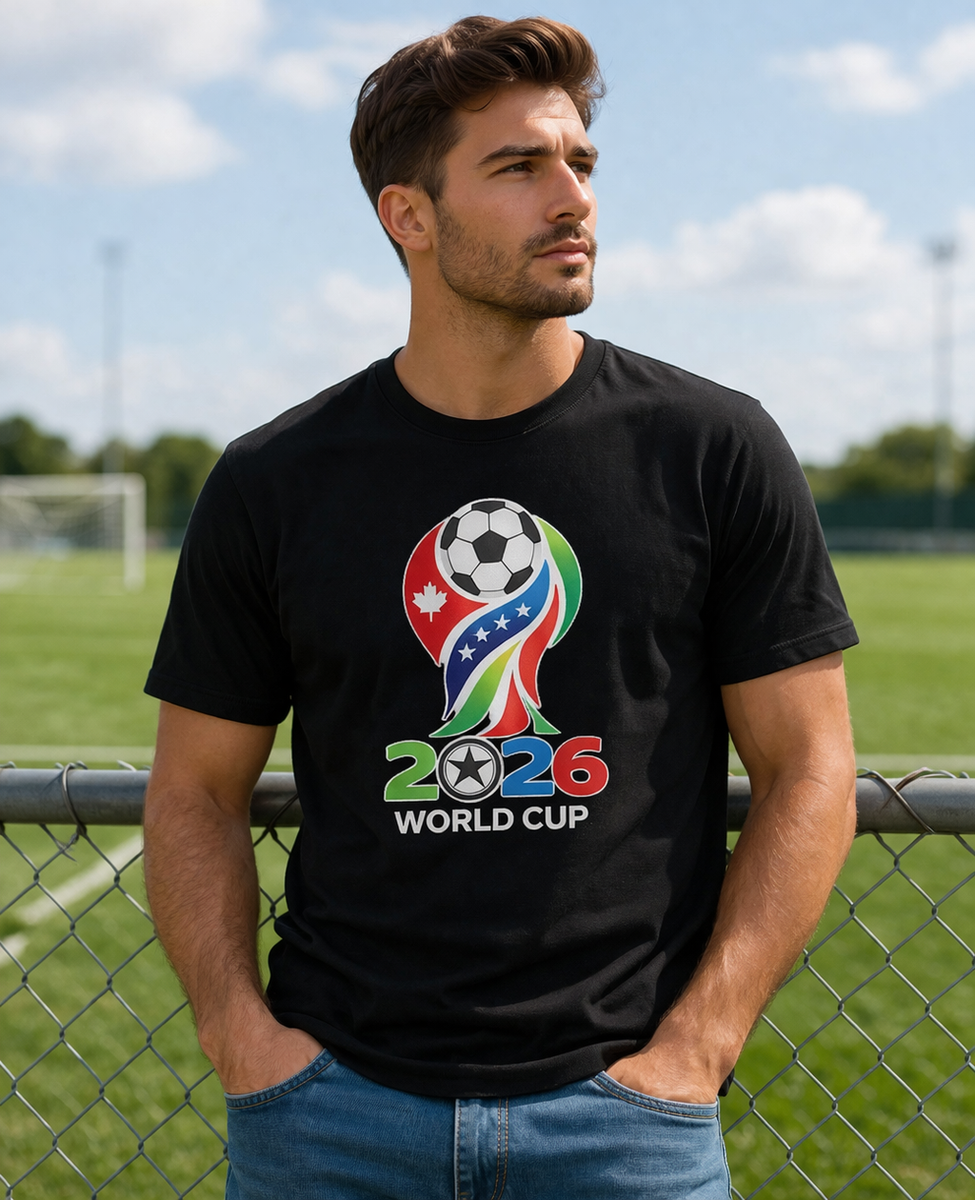 2026 FIFA World Cup T-Shirt Black Soccer Graphic Tee USA Football
