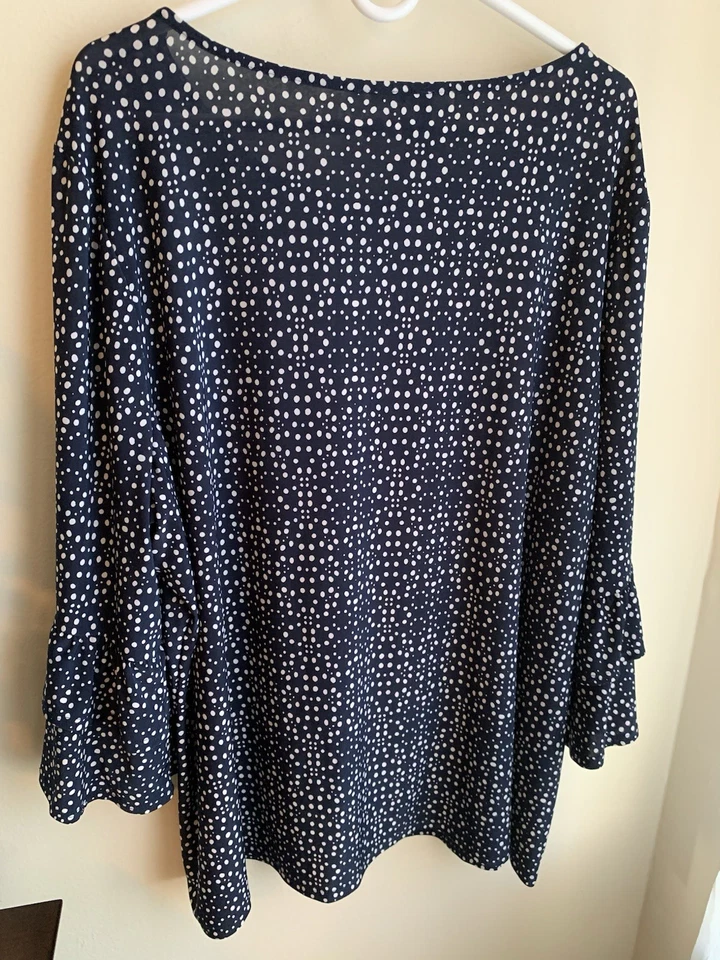 New Directions Navy & White Polka Dot Plus Size 3X Women’s Top - Image 2 of 4