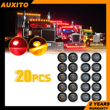 Smoked LED Side Marker Lights Truck RV Trailer 3/4" Bullet Round Red Amber 20pcs