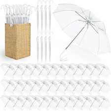 60pc Aodaer Clear Wedding Umbrella with Foldable Storage Box Transparent 3597ZT