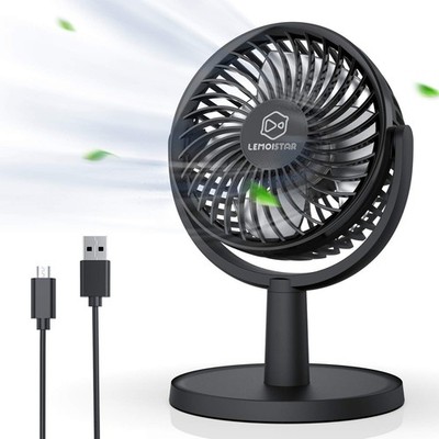 Mini Desk Fan, USB Powered Desktop Fan with 4 Speeds, Small but Powerful Stro...