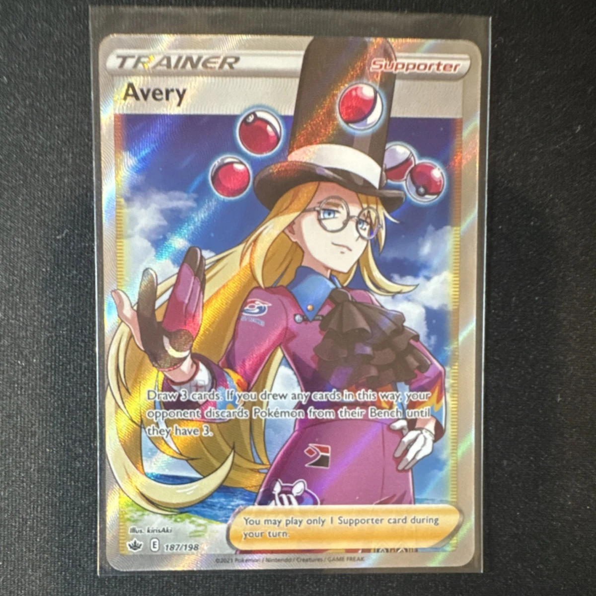 Pokmon TCG Avery Full Art Trainer Holo 187/198 Chilling Reign Card | eBay
