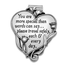Heart-Shaped Visor Clip Car Sun Visor Accessories Medal Bless Driving Silver