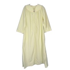 VTG EVELYN PEARSON Yellow FLEECE Half Zip QUILTED NECK House Coat LOUNGE ROBE L