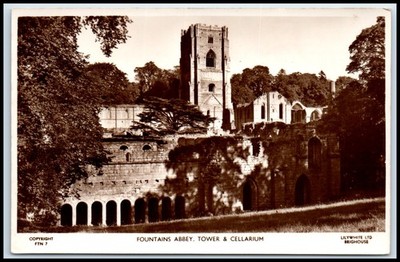 Postcard RPPC FOUNTAINS ABBEY, TOWER & CELLARIUMLILYWHITE LTDBRIGHOUSE   K113