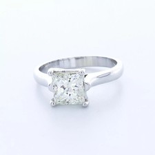 Solitaire Engagement Ring 14K Gold 2.62 Carat Princess Lab-Grown Diamond G VS1