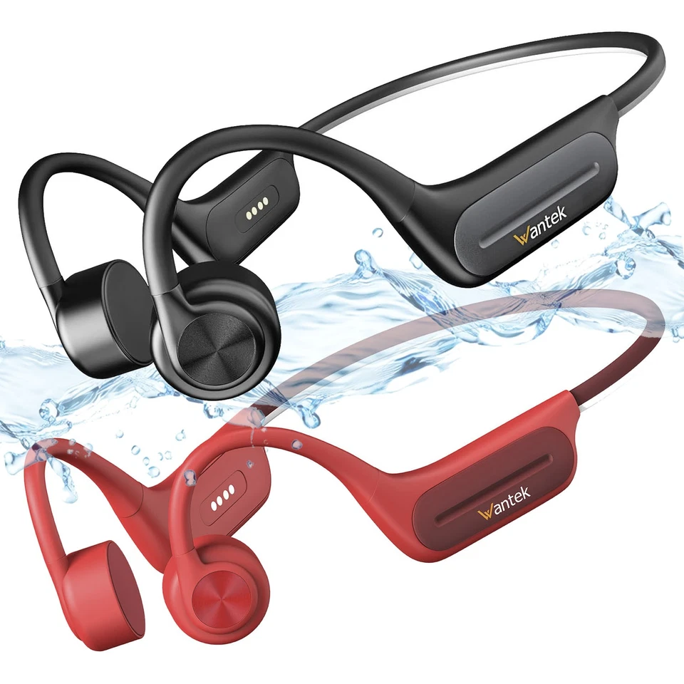 Wantek Knochenleitungskopfhörer Bluetooth 32GB MP3 IP68 Wasserdichte Headphone
