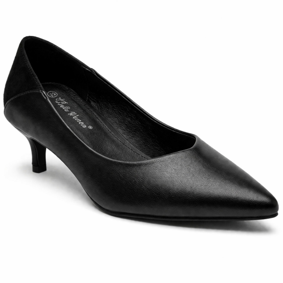 Zapatos de salón de tacón alto de gatito medio bajo punta puntiaguda para mujer y mujer