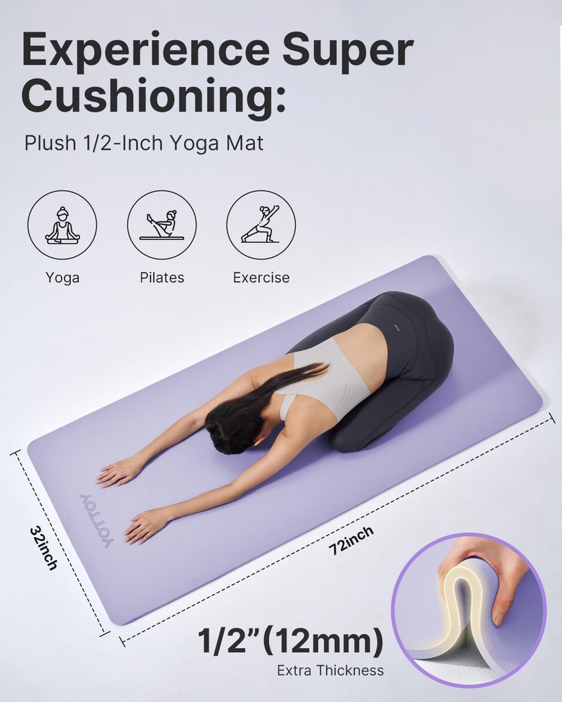Extra Thick 1/2-Inch Professional TPE Yoga Mat for Non-Slip Exercise