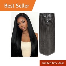 Luvme Human Hair Clip In Extensions, 24 Inch 135g 7pcs, Natural Black