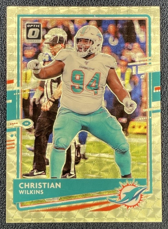 1/1 CHRISTIAN WILKINS 2020 PANINI DONRUSS OPTIC 62 GOLD VINYL PRIZM 1/1 DOLPHINS