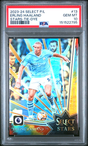 Erling Haaland PSA 10 Tie Dye /49 Stars Man City 2023-24 Panini Select Pop 4