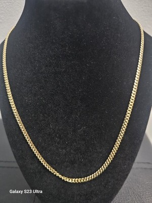 20in. Gold-Plated brass-3.7mm Cuban Link Chain Necklace 