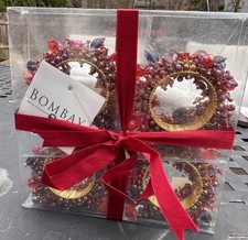 Bombay Company Set of 4 Gold Tone Beaded Jeweled Napkin Rings