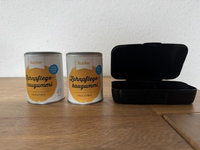 2 Xucker Zahnpflege-Kaugummi Fruchtmix ca. 67 Kaugummis / 100 g MHD 05/2019 +Box
