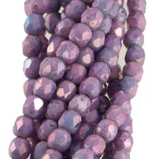 4mm Opaque Luster Amethyst Czech Firepolish Faceted Glass Beads 50 
