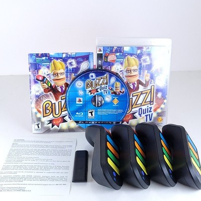 Buzz Quiz TV PS3 Complete w/All 4 Wireless Controllers & USB Dongle