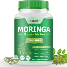 Moringa 800mg Pure Moringa Powder,Energy,Skin,Immune&Joint Health 120 Capsules