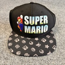 Nintendo Super Mario Bros Youth Sized Adjustable Snapback Hat Cap Black