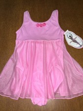 Jacques Moret Dance Girls Pink One Piece Tank Leotard w Skirt Size 6/7