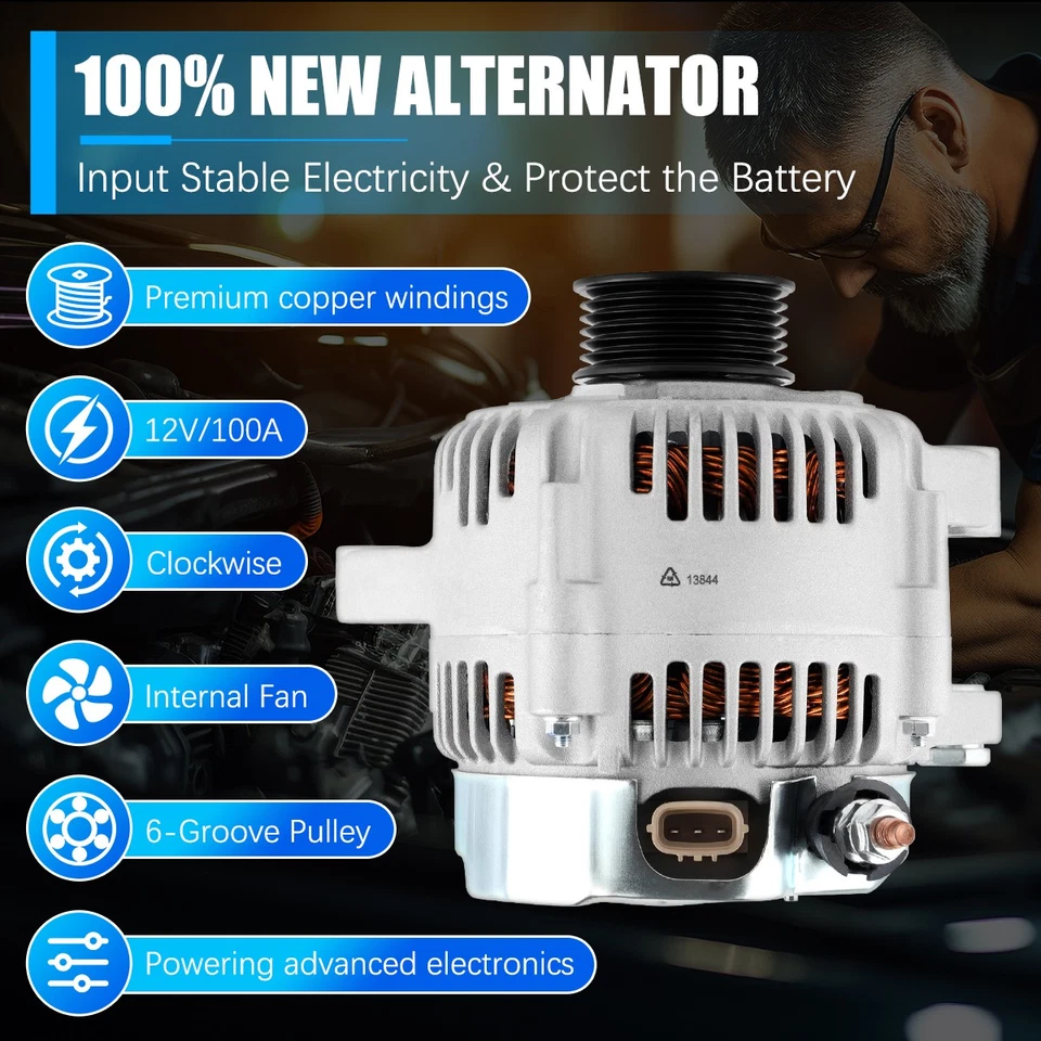 13844 Alternator For Lexus RX300 1999-2003 Toyota Highlander 2001 2002 2003 3.0L - Image 2 of 4