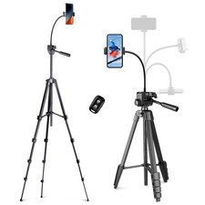 Phone Tripod, 82" Tripod for iPhone with Flexible Gooseneck, Wireless Remote ...