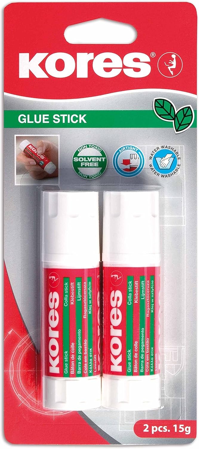 Kores - Glue Stick - Strong Hold White Adhesive Craft Glue, Safe, Non-Toxic - U