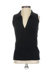 H By Halston Women Black Sleeveless T-Shirt XS