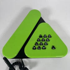 Vintage 1980s Memphis Style Triangular Green Landline Phone RadioShack WORKS!