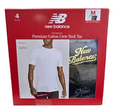New Balance Men's 4-Pack Cotton Blend Knit Regular Fit Crew Neck Tee M
