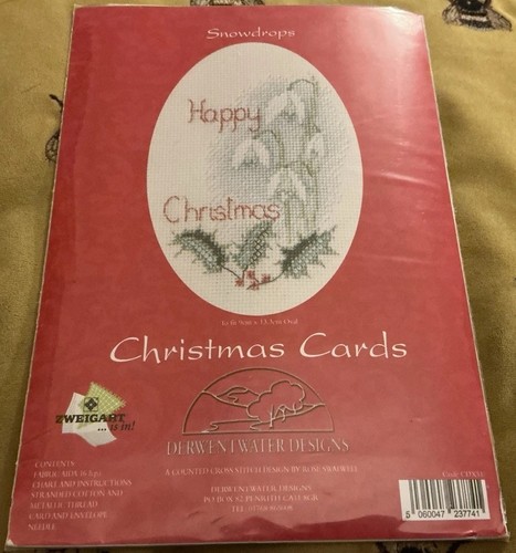 BN Derwentwater Designs Cross Stitch Kit Christmas Card Snowdrops