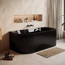 Badplaats Halb Freistehende Badewanne Havana 170 x 80 x 58 cm Schwarz Hochglanz