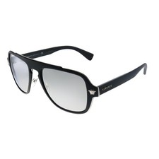 Versace Medusa Charm VE 2199 10006G Matte Black Plastic Sunglasses Silver Mirror